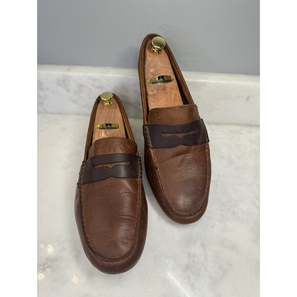 Born Distressed Two Tone Brown Slip On Driving Penny Loafer Men’s Size 10 M - Picture 1 of 16